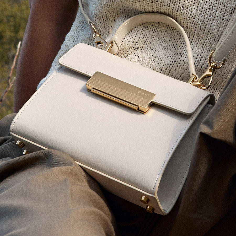 Mini Capucine Gold Edition - Cuir Box Blanc Cassé Ateliers Auguste