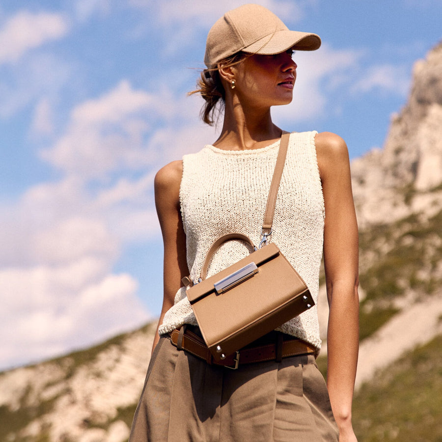 Mini Capucine Silver Edition - Cuir Grainé Cappuccino Ateliers Auguste