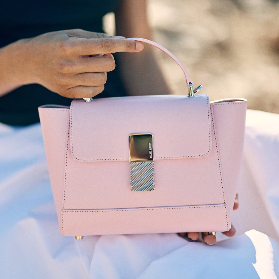 Mini Marly Silver Edition - Cuir Box Rose Pâle Ateliers Auguste