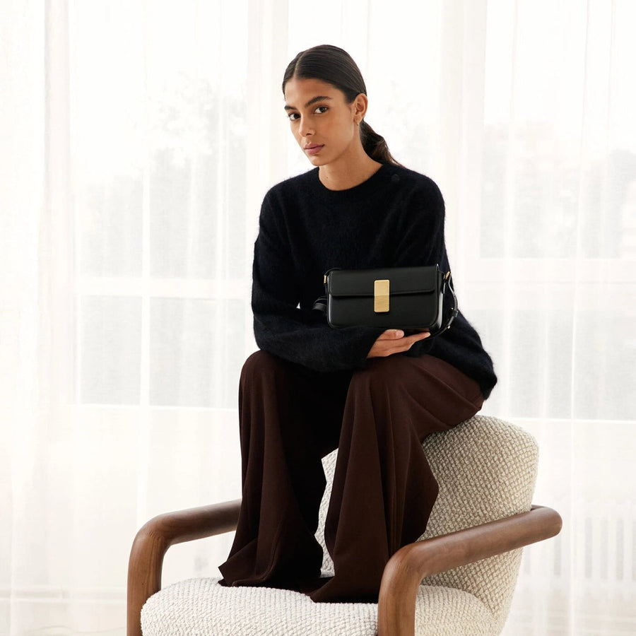 Monceau Baguette Gold Edition - Cuir Box Noir Ateliers Auguste