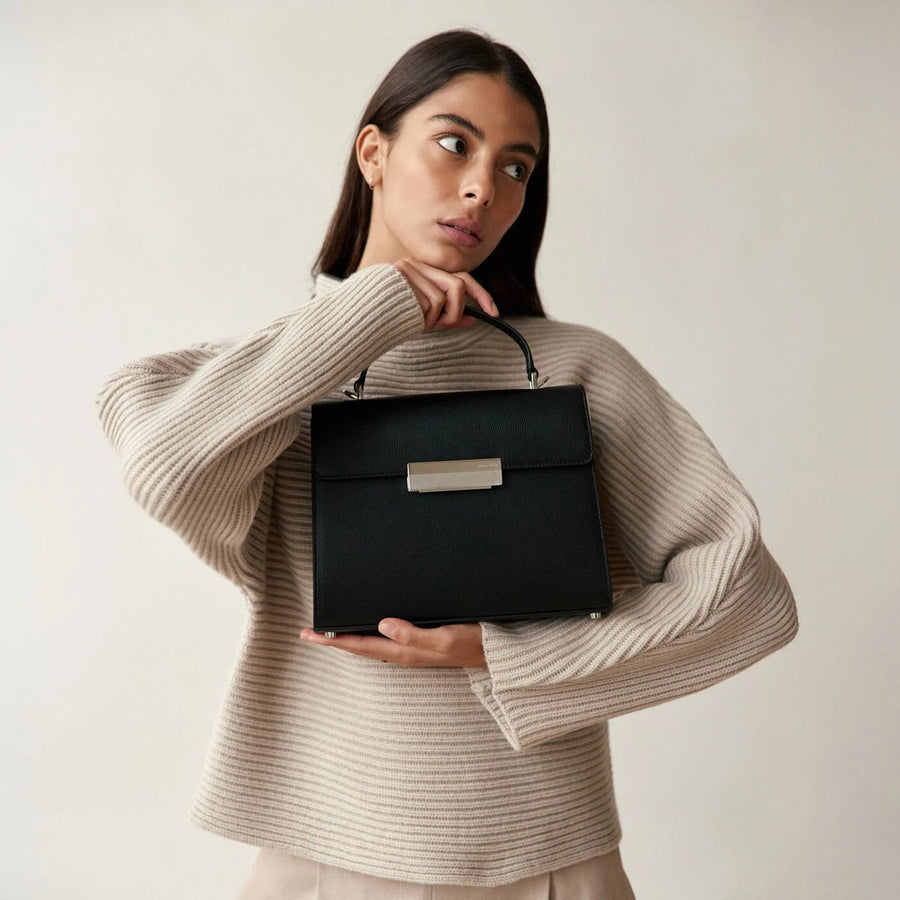 Capucine Silver Edition - Cuir Grainé Noir Ateliers Auguste