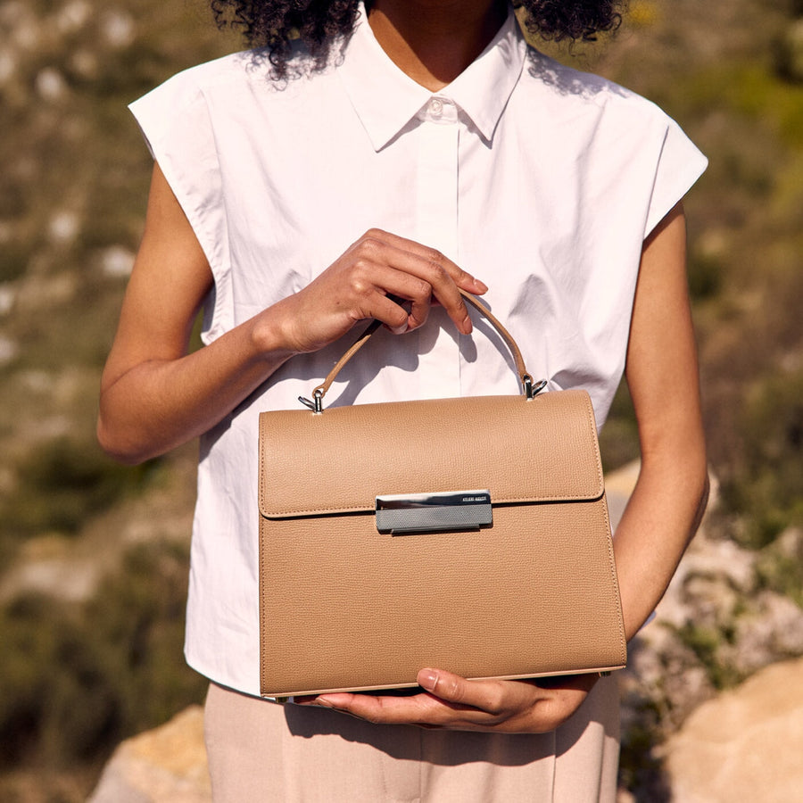 Capucine Silver Edition - Cuir Grainé Cappuccino Ateliers Auguste