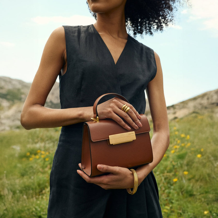 Mini Capucine Gold Edition - Cuir Box Camel Ateliers Auguste