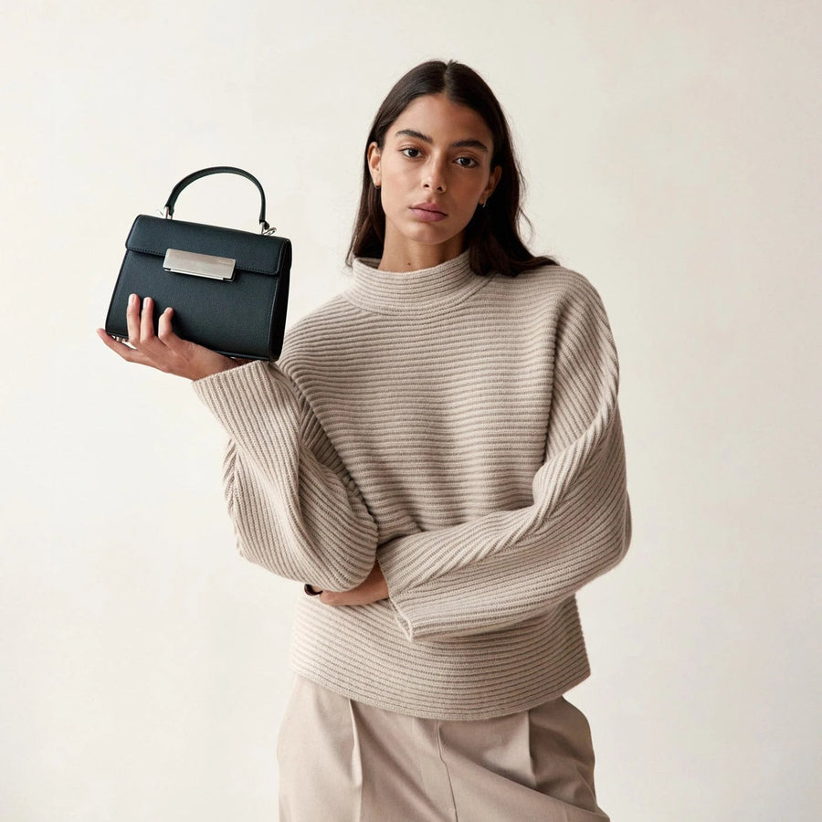 Mini Capucine Silver Edition - Cuir Grainé Noir Ateliers Auguste