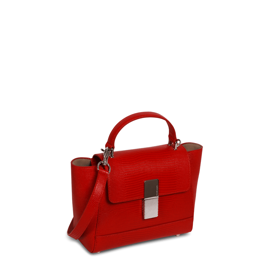 Mini Marly Silver Edition - Cuir Embossé Lézard Rouge Ateliers Auguste