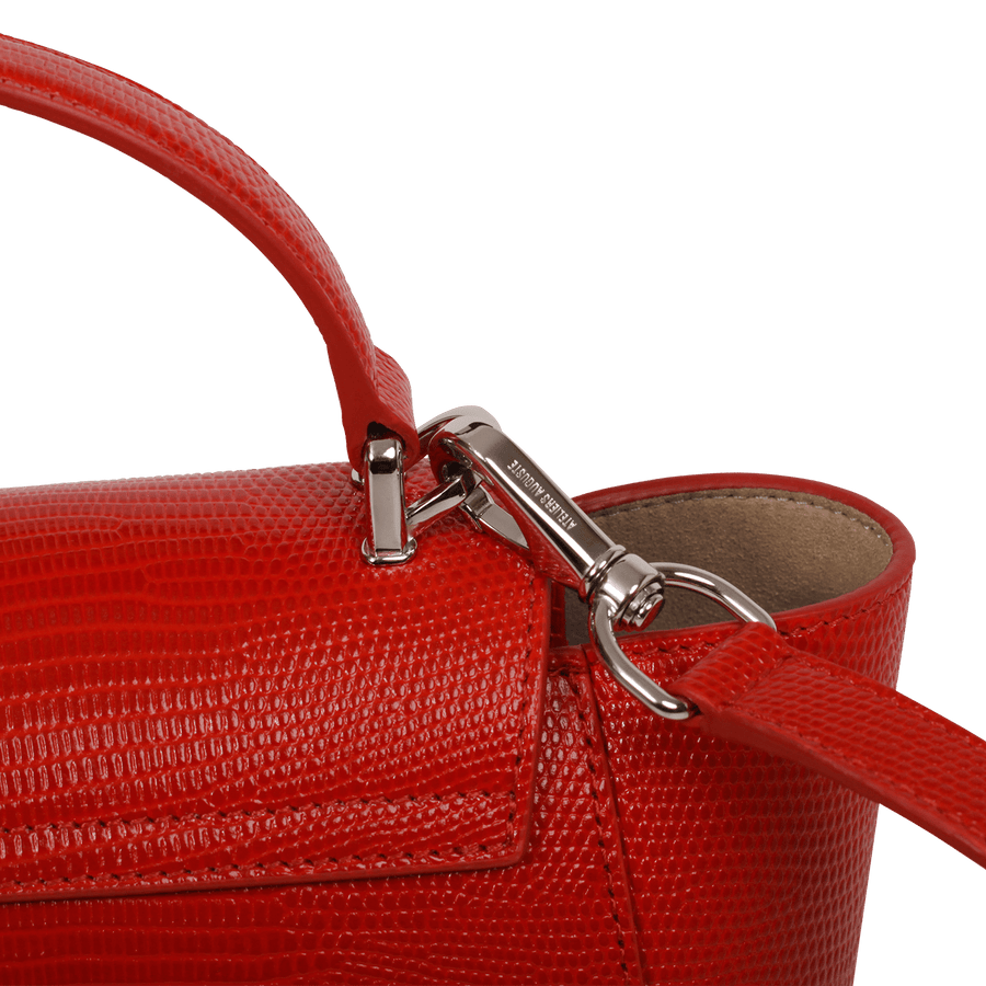 Mini Marly Silver Edition - Cuir Embossé Lézard Rouge Ateliers Auguste