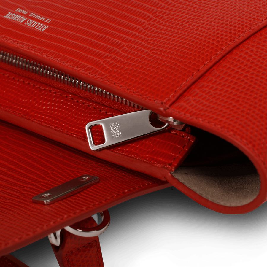 Mini Marly Silver Edition - Cuir Embossé Lézard Rouge Ateliers Auguste