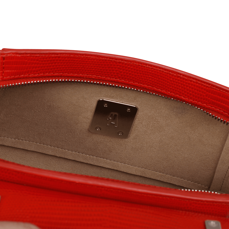 Mini Marly Silver Edition - Cuir Embossé Lézard Rouge Ateliers Auguste