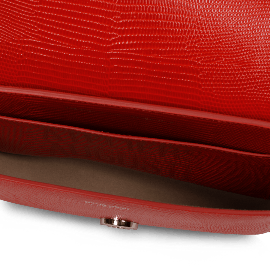 Monceau Silver Edition - Cuir Embossé Lézard Rouge Ateliers Auguste