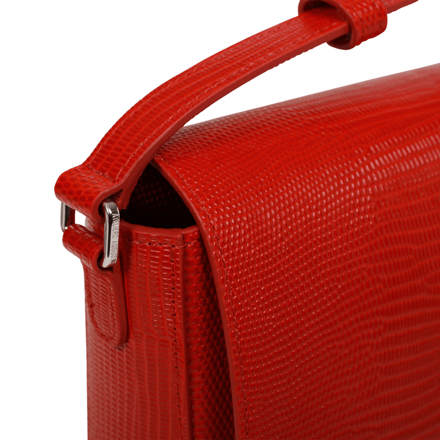Monceau Silver Edition - Cuir Embossé Lézard Rouge Ateliers Auguste
