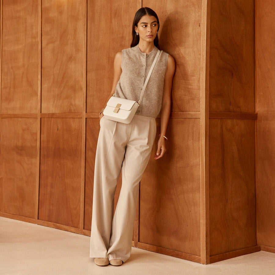 Mini Monceau Gold Edition - Cuir Box Blanc Cassé Ateliers Auguste