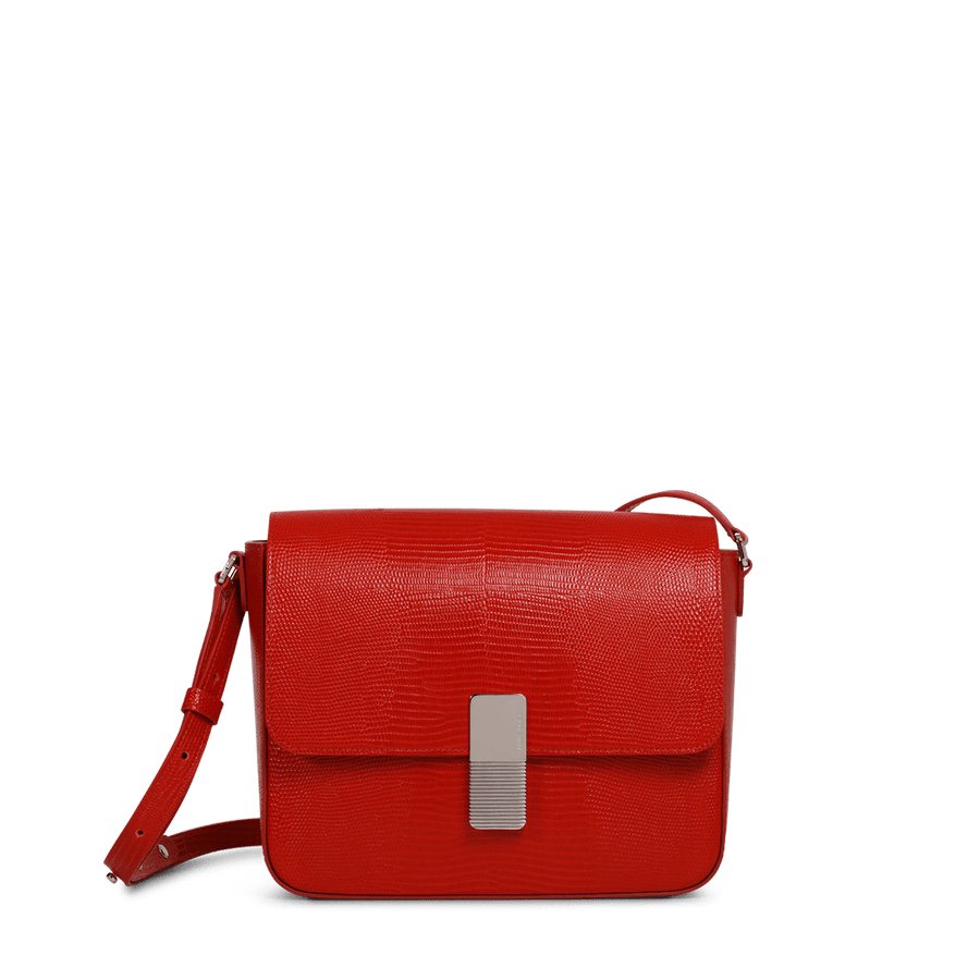 Monceau Silver Edition - Cuir Embossé Lézard Rouge Ateliers Auguste