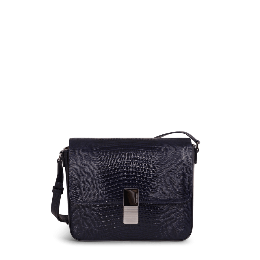 Monceau Silver Edition - Cuir Embossé Lézard Bleu Nuit Ateliers Auguste