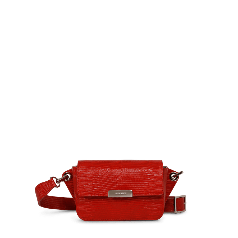 Roquette Silver Edition - Cuir Embossé Lézard Rouge Ateliers Auguste
