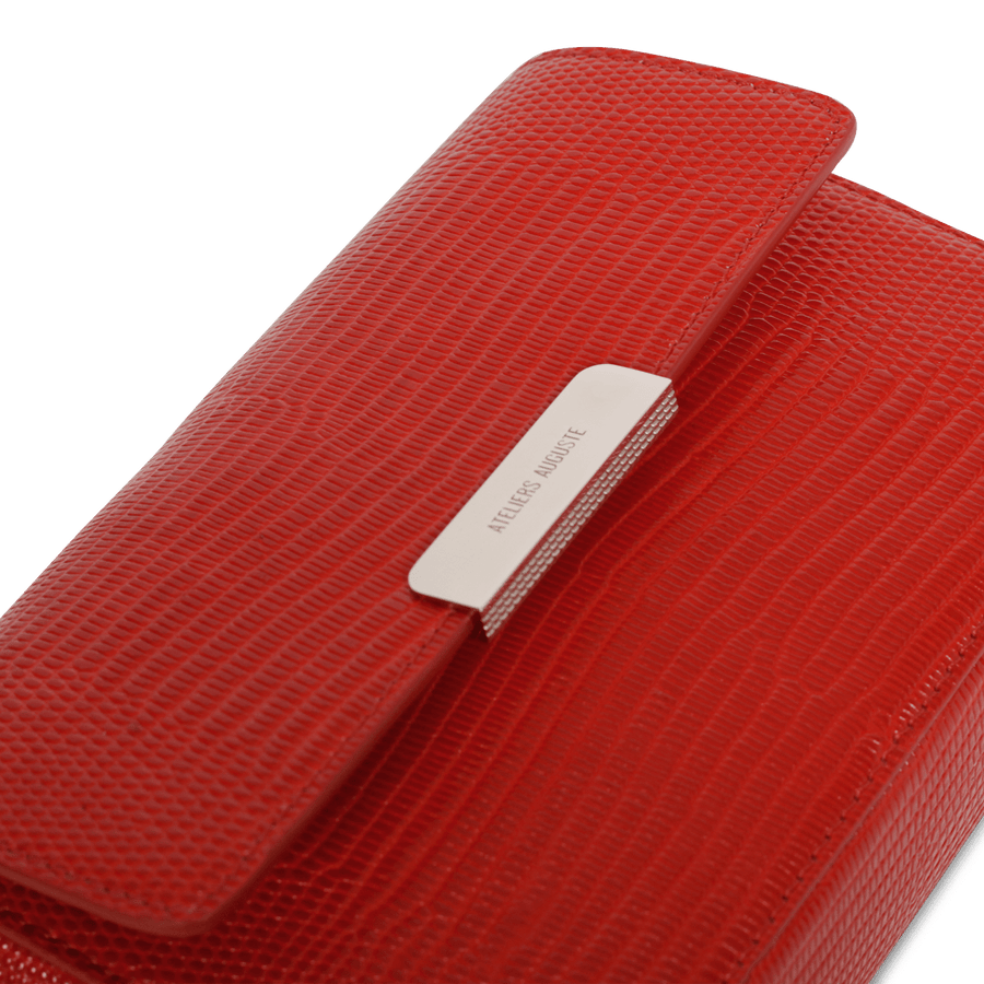 Roquette Silver Edition - Cuir Embossé Lézard Rouge Ateliers Auguste
